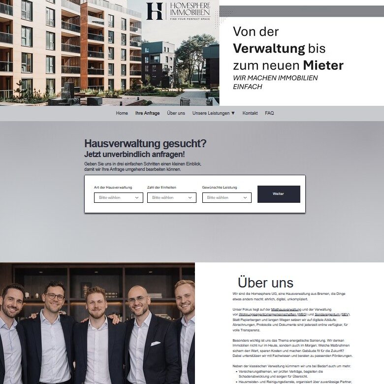 Webdesign Bremen – Referenzprojekt Homesphere Hausverwaltung